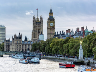 LONDON - NOVEMBER 3 : View along the River Thames in London on November 3, 2013,. Unidentified people